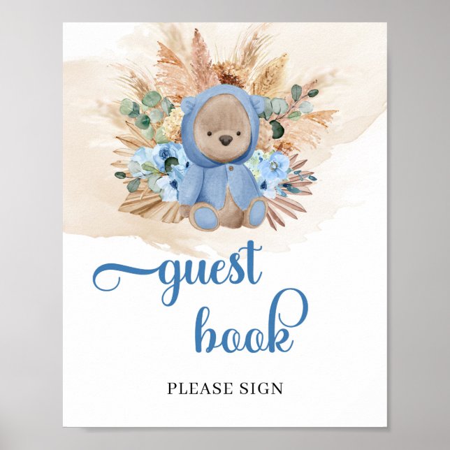 Tropical boy teddy bear pampas grass livre d'or (Devant)