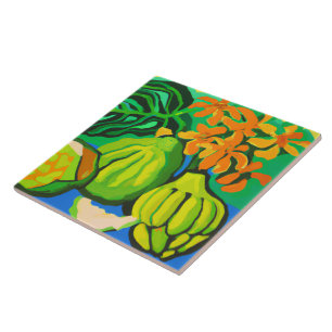 Tropical breadfruit art tile