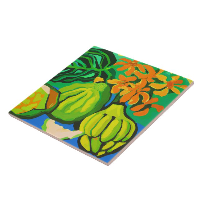 Tropical breadfruit art tile (Side)