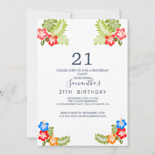 Tropical Breeze 21st Birthday Invitation