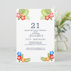 Tropical Breeze 21st Birthday Invitation