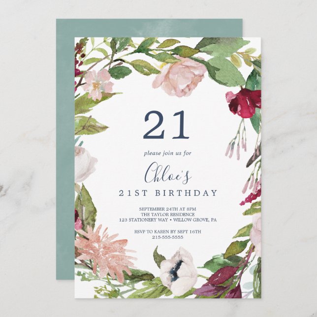 Tropical Breeze 21st Birthday Invitation (Front/Back)