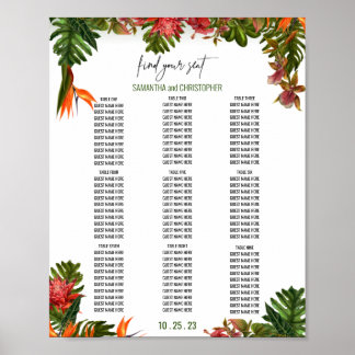 Tropical Breeze Botanical Wedding Seating Chart