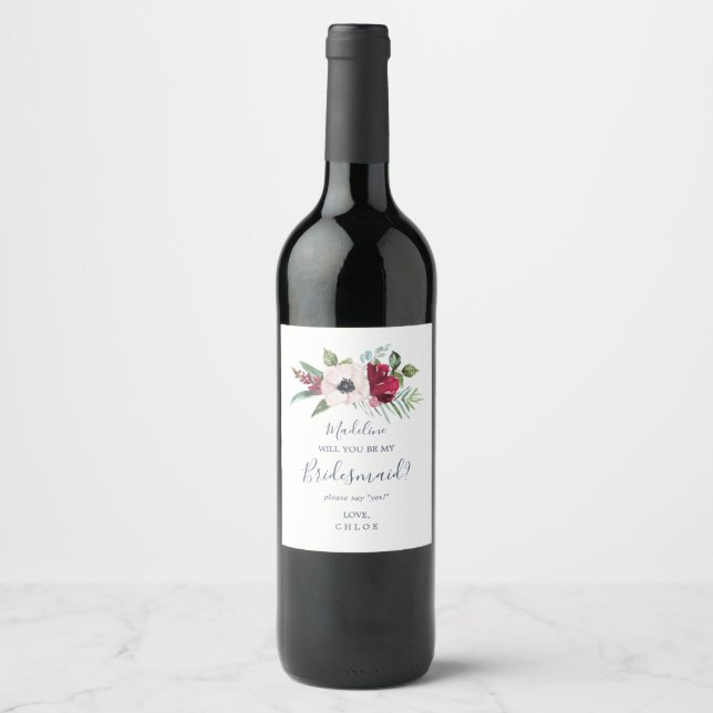 Tropical Breeze Bridesmaid Proposal Wine Label (Front)