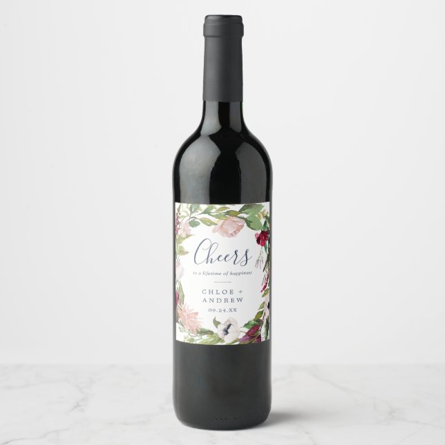 Tropical Breeze Cheers Wedding Wine Labels (Front)