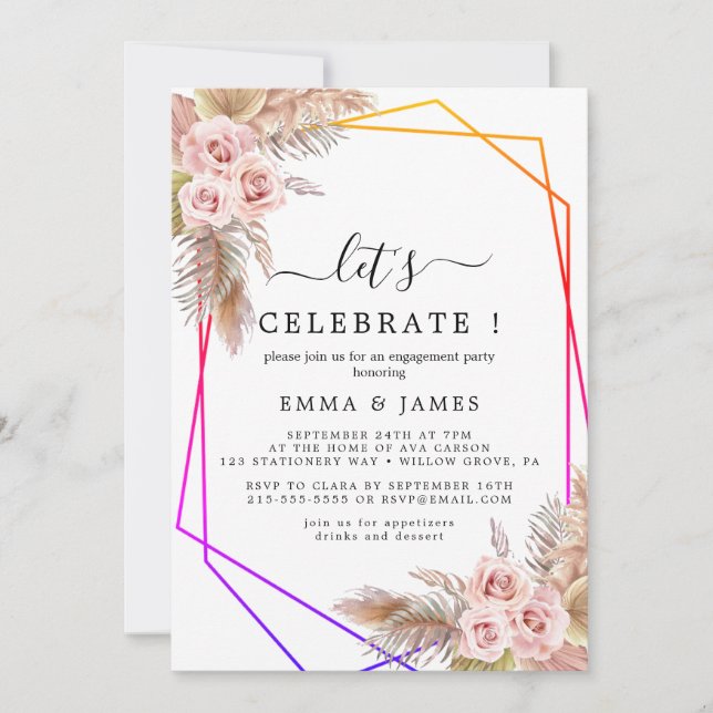 Tropical Breeze Geometric Party Invite (Front)