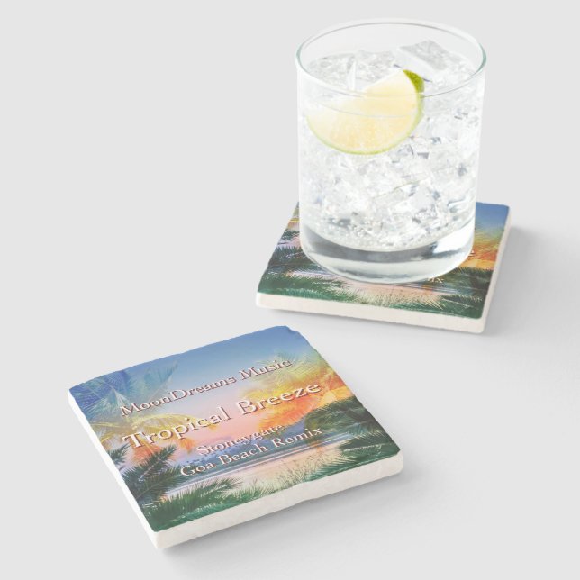 Tropical Breeze Goa Beach Stone Coaster (Side)