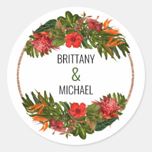Tropical Breeze Lush Floral Wedding Sticker