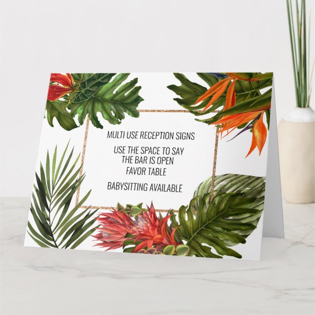 Tropical Breeze Multi-use Wedding Reception Signs Card (Front)