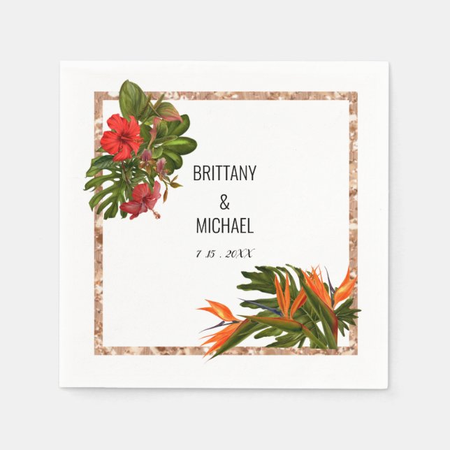 Tropical Breeze Personalized Wedding Napkin (Front)