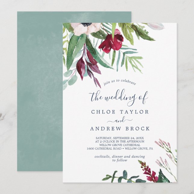 Tropical Breeze The Wedding Of Invitation (Front/Back)
