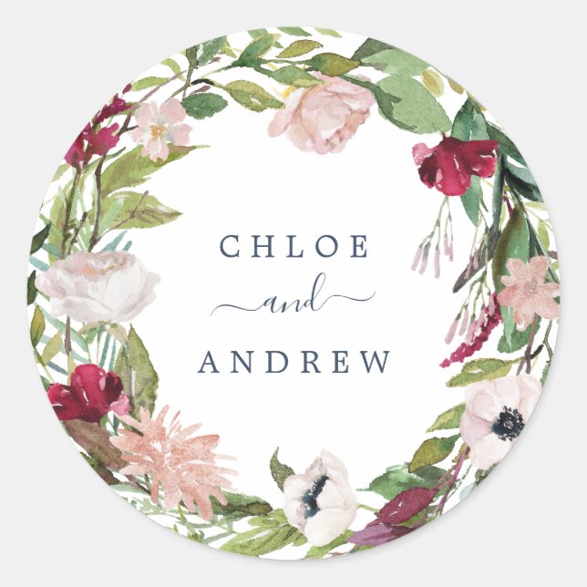 Tropical Breeze Wreath Wedding Envelope Seals (Front)