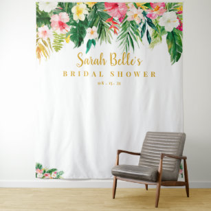 Tropical Bridal Shower Backdrop, Photobooth Prop Tapestry