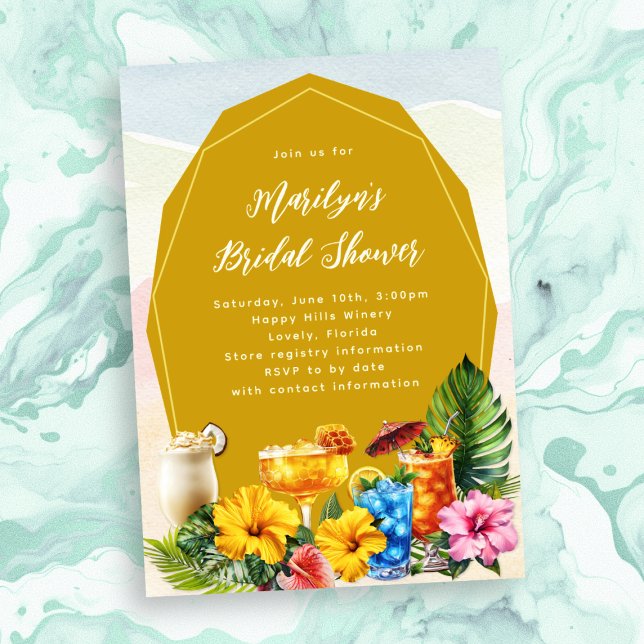 Tropical Bridal Shower Cocktails Invitation (Creator Uploaded)
