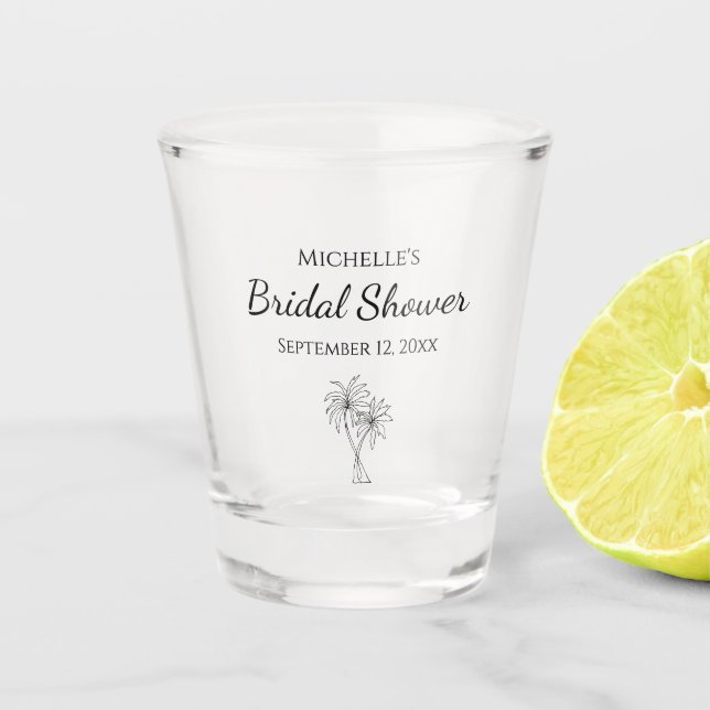 Tropical Bridal Shower Elegant Palm Trees  Shot Glass (Front)
