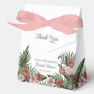 Tropical Bridal Shower Floral Pink Flamingo Favor Box