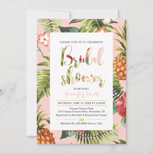 Tropical  Bridal Shower Invitation (Front)
