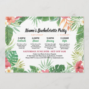 Tropical Bridal Shower Itinerary Aloha Invite