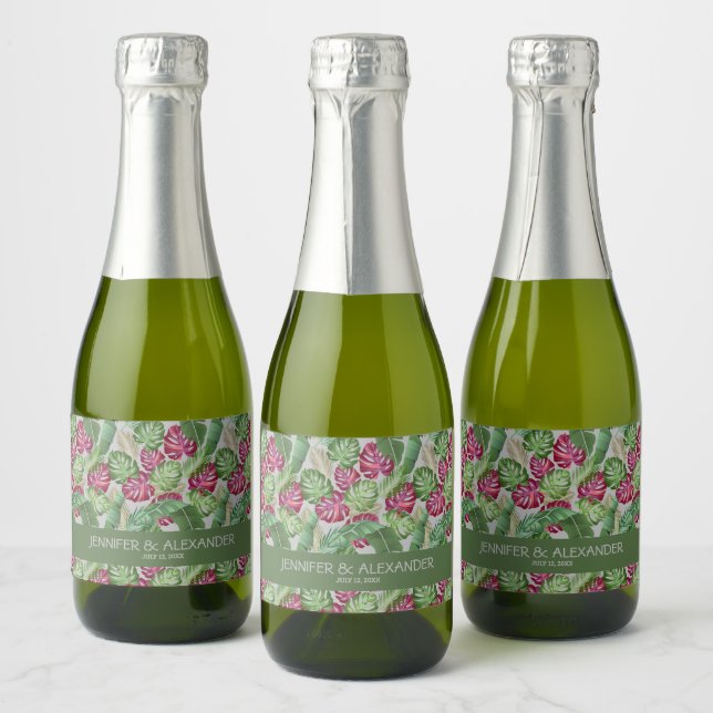 Tropical Bridal Shower Mini Sparkling Wine Label (Bottles)