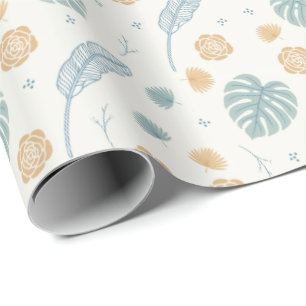 Tropical Bridal Shower Pattern Boho Palm Leaves Wrapping Paper