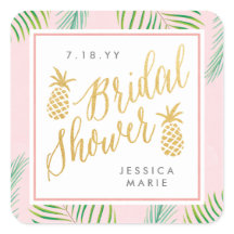 Tropical Bridal Shower Personalized Favour Sticker