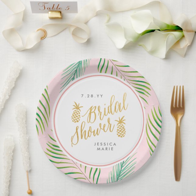 Tropical Bridal Shower Personalized Paper Plates (Wedding)