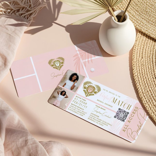 Tropical Bridal Shower Pickleball Party Ticket Invitation (Tropical Bridal Shower Pickleball Party Ticket Invitation)