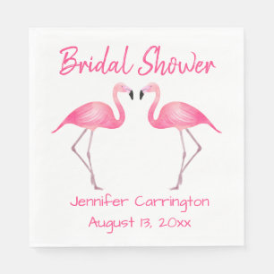 Tropical Bridal Shower Pink Flamingos Summer Beach Napkin