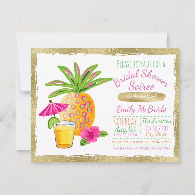 Tropical Bridal Shower Soiree Invitation (Front)