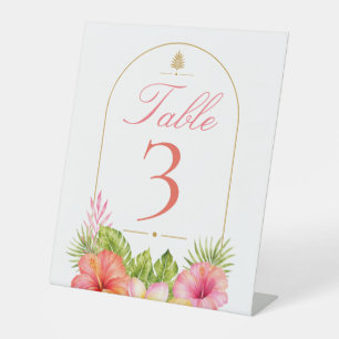 Tropical Bridal Shower Table Number Pedestal Sign