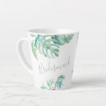 Tropical Bridesmaid Proposal Gift Ideas Latte Mug<br><div class="desc">Looking for unforgettable bridesmaid proposal gift ideas with a tropical wedding theme? This personalized mug is perfect for your bridal party proposal, especially if you're planning a beach wedding in Hawaii, a luau celebration, or a wedding with an ocean or nautical beach theme. Featuring my original hand-painted watercolor sea turtle...</div>