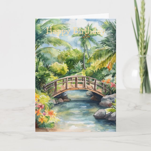 Tropical Bridge Birthday Card (Front)