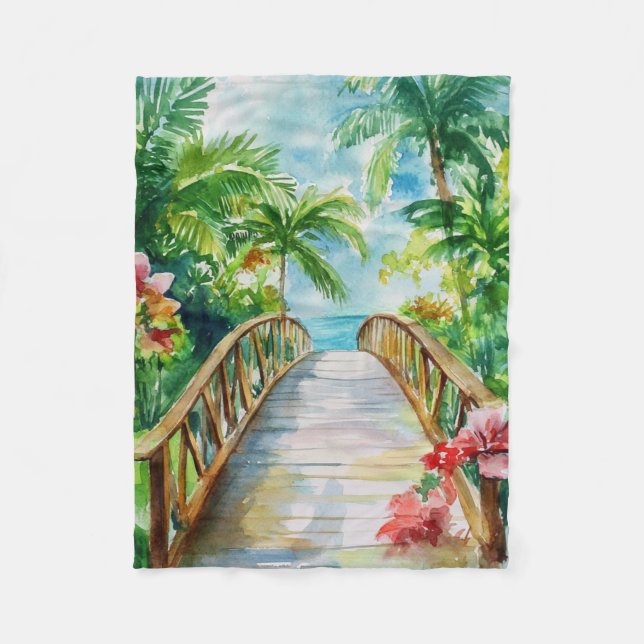 Tropical Bridge Fleece Blanket (Front)