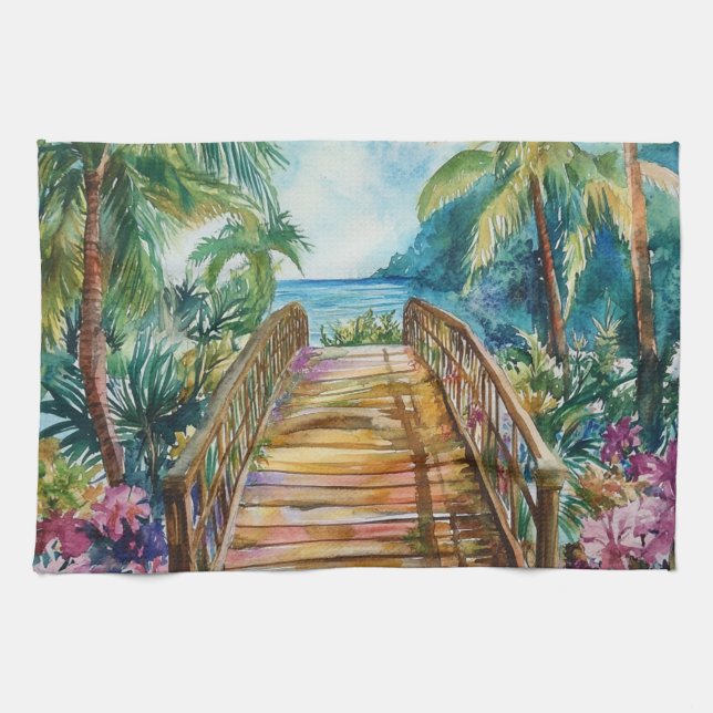 Tropical Bridge Kitchen Towel (Horizontal)