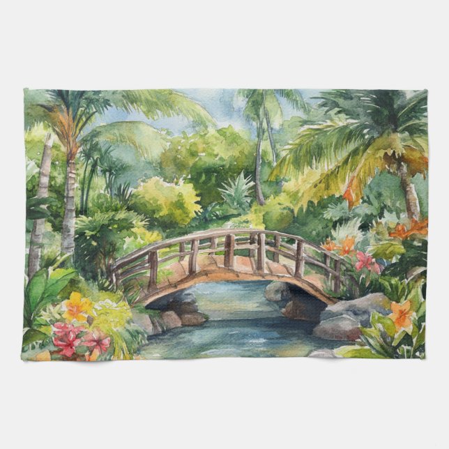 Tropical Bridge Kitchen Towel (Horizontal)