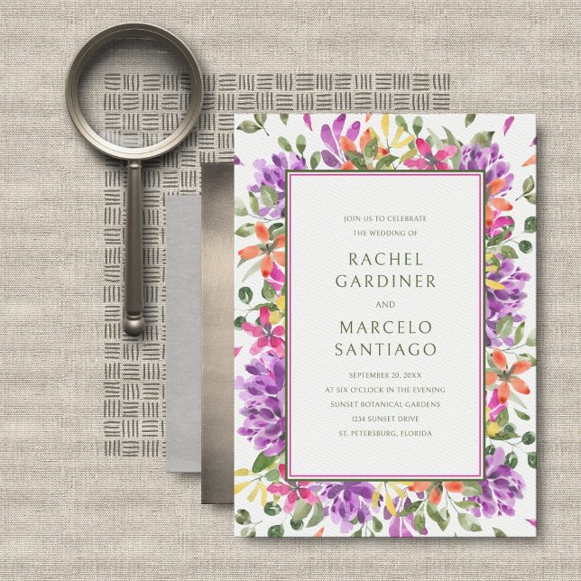 Tropical Bright Floral Wedding Invitation (Creator Uploaded)