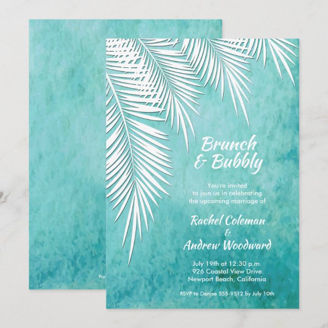 Tropical Brunch and Bubbly Shower Invitations (Front/Back)