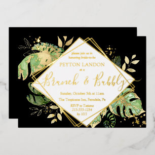Tropical Brunch Bubbly Bridal Shower Black & Gold