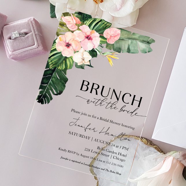 Tropical Brunch with the Bride Bridal Shower Acrylic Invitations (Creator Uploaded)