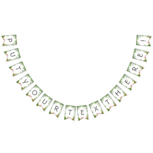 Tropical Bunting Banner with Green Palms and Vibra