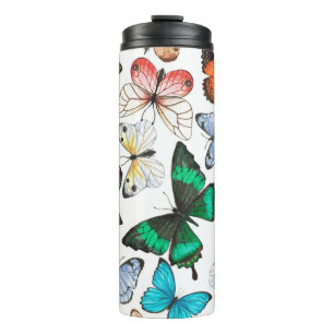 Tropical butterflies: colourful watercolor pattern thermal tumbler
