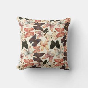 Tropical Butterflies: Watercolor Seamless Pattern. Throw Pillow