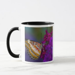 Tropical Butterfly on Purple Flowers Mug