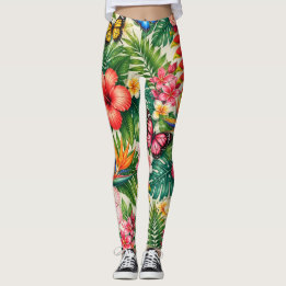 Tropical Butterfly Pattern Leggings