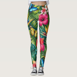Tropical Butterfly Pattern Leggings