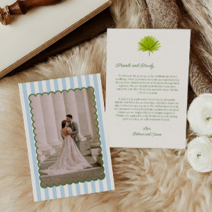 Tropical Cabana Striped Wedding Photo  Thank You Card