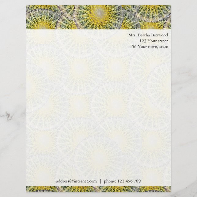 Tropical Cactus Photo Custom Address Letterhead (Front)