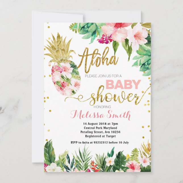 Tropical CACTUS Pineapple baby shower Invitation (Front)