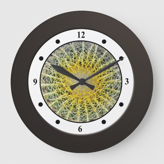 Tropical Cactus Plant Modern Digits Large Clock (Front)