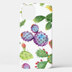 Tropical Cactus: Watercolor Seamless Pattern iPhone 12 Case
